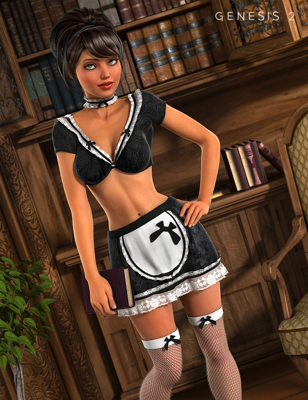 Sexy Maid Outfit for Genesis 2 Female(s) by: Barbara BrundonSarsa, 3D Models by Daz 3D