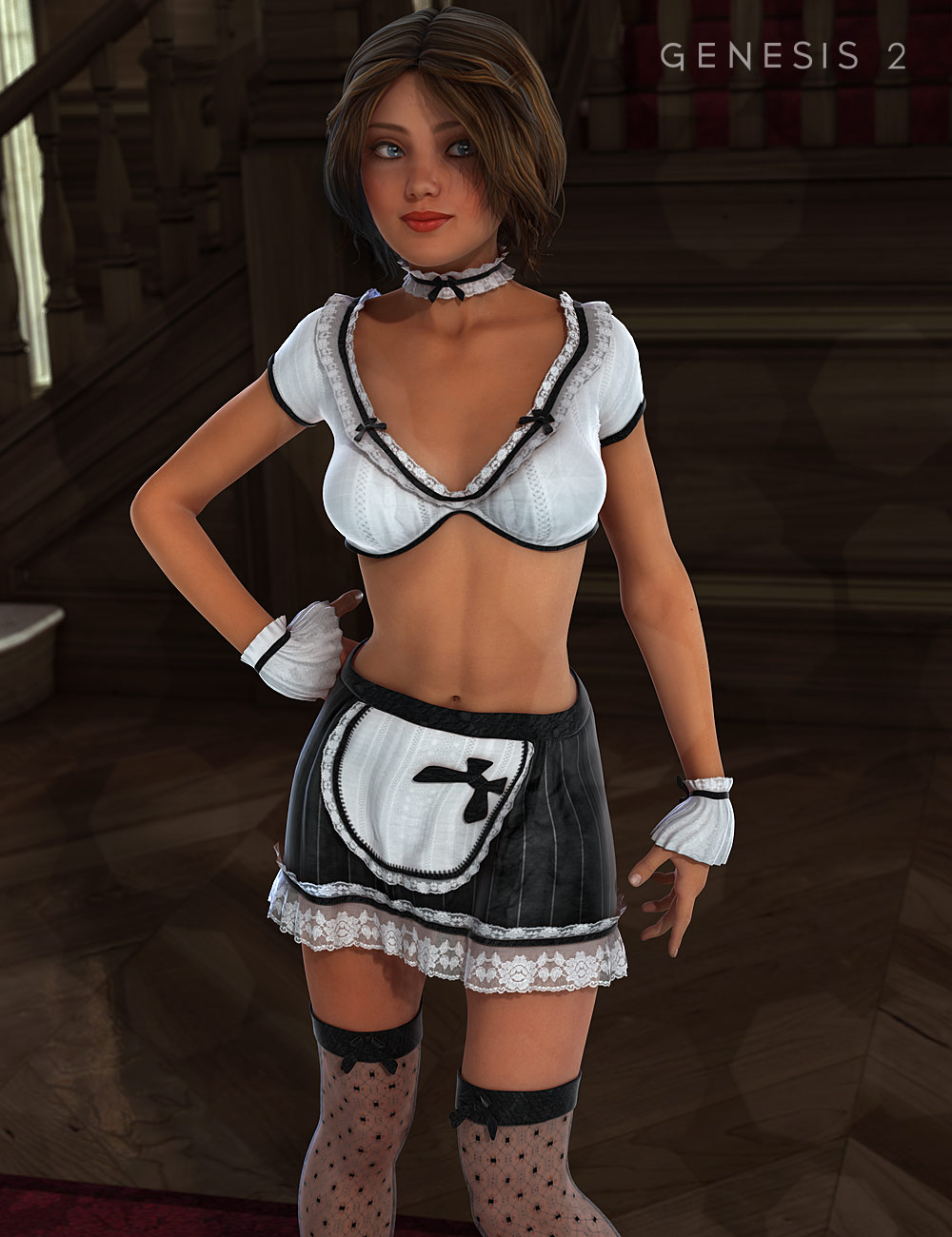 Sexy Maid Outfit Textures by: Sarsa, 3D Models by Daz 3D