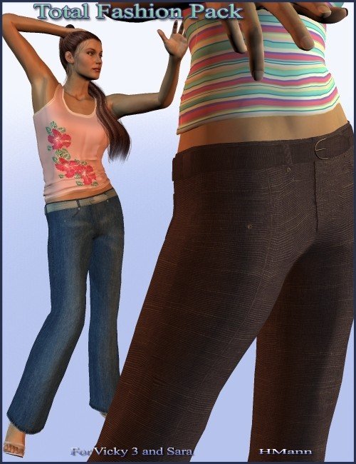 Total Fashion Pack for V3 and Sara by: Magix 101, 3D Models by Daz 3D