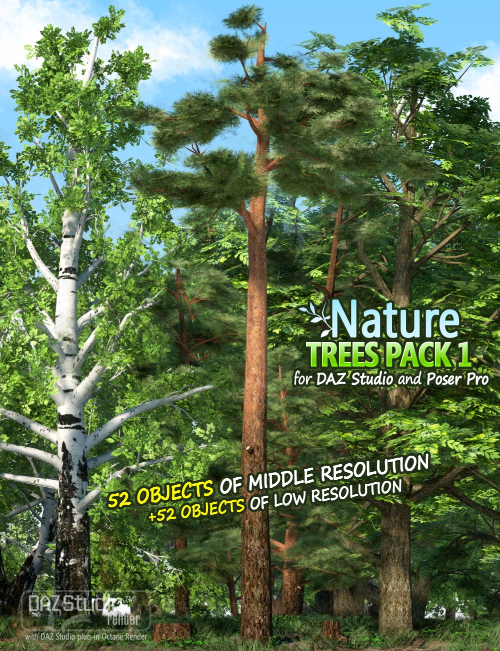 Nature - Trees Pack 1 by: Andrey Pestryakov, 3D Models by Daz 3D
