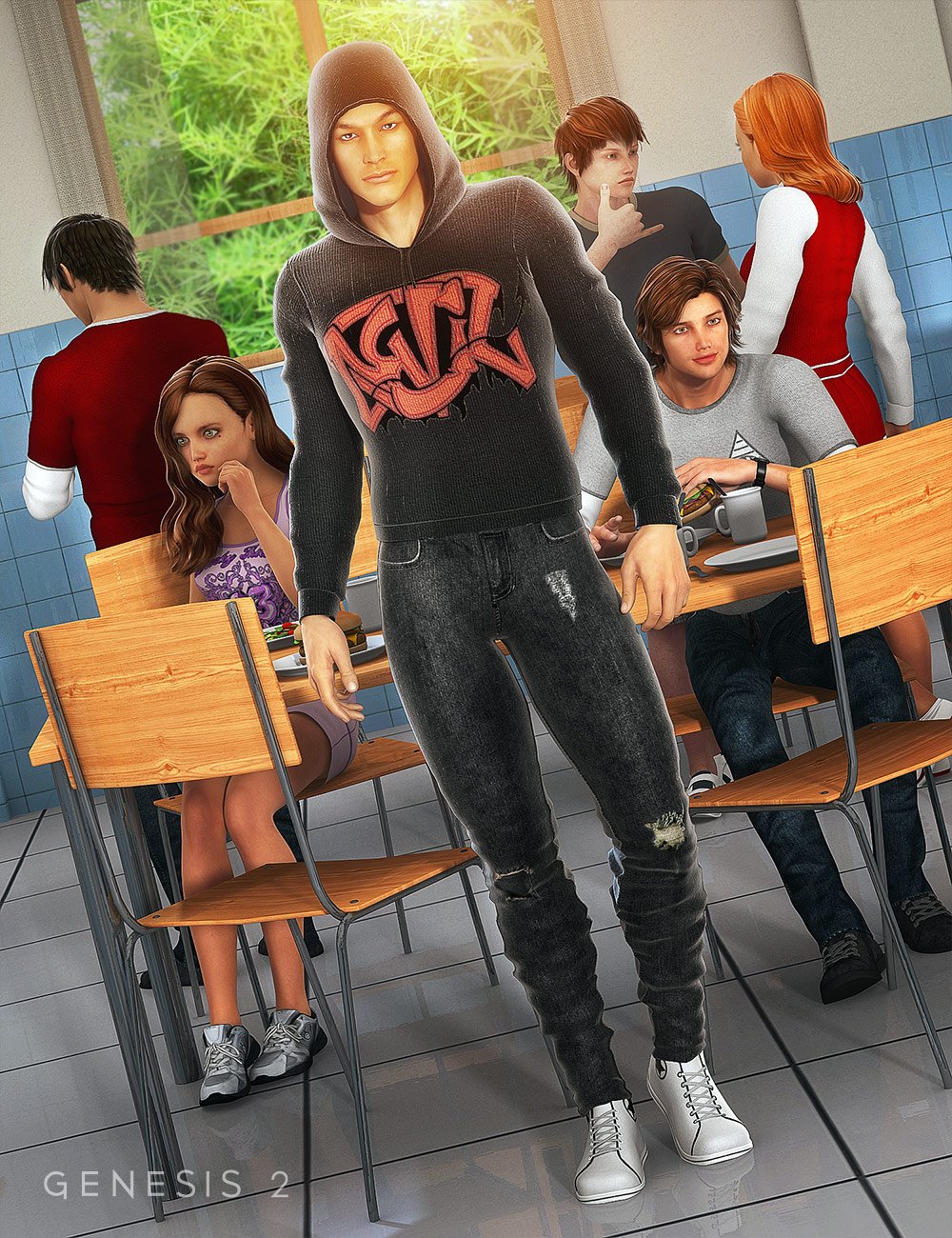 Truancy Outfit for Genesis 2 Male(s) by: Xena, 3D Models by Daz 3D