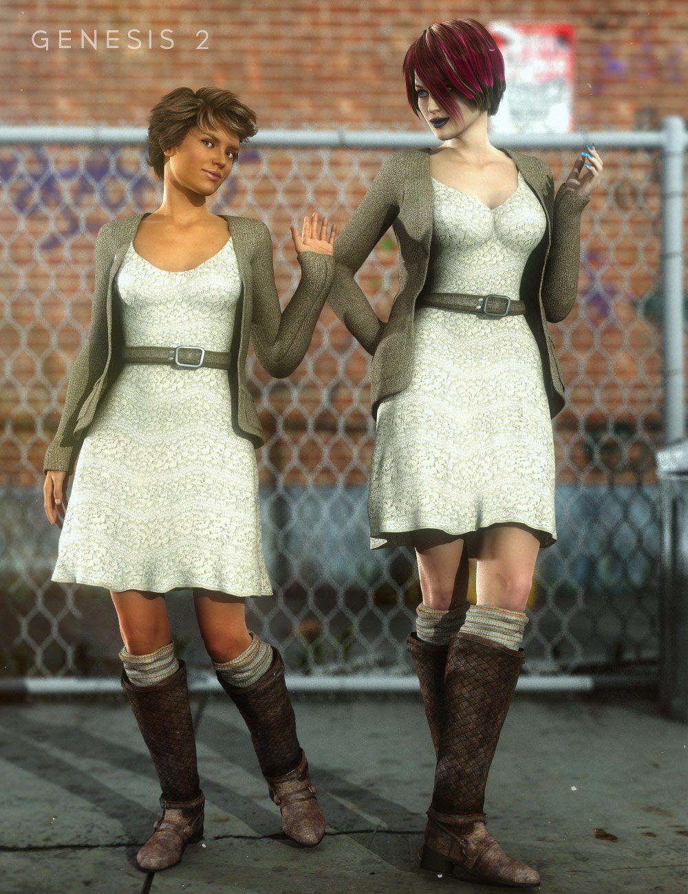 Hipster Librarian Outfit and Boots for Genesis 2 Female(s) by: Barbara BrundonSarsa, 3D Models by Daz 3D