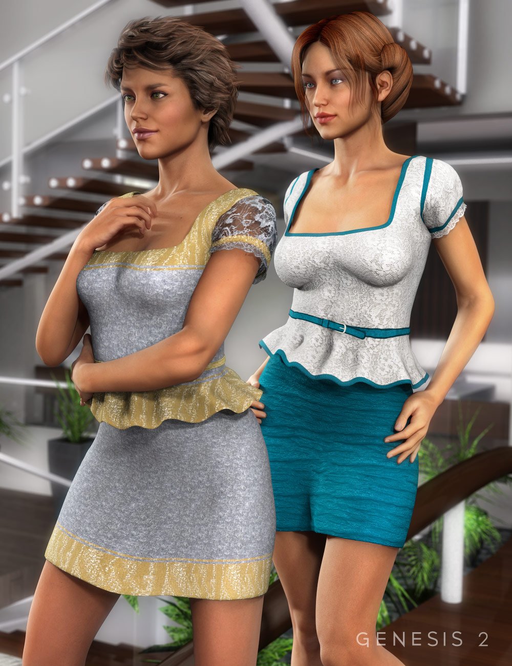 Peplum Dress Textures by: Sarsa, 3D Models by Daz 3D