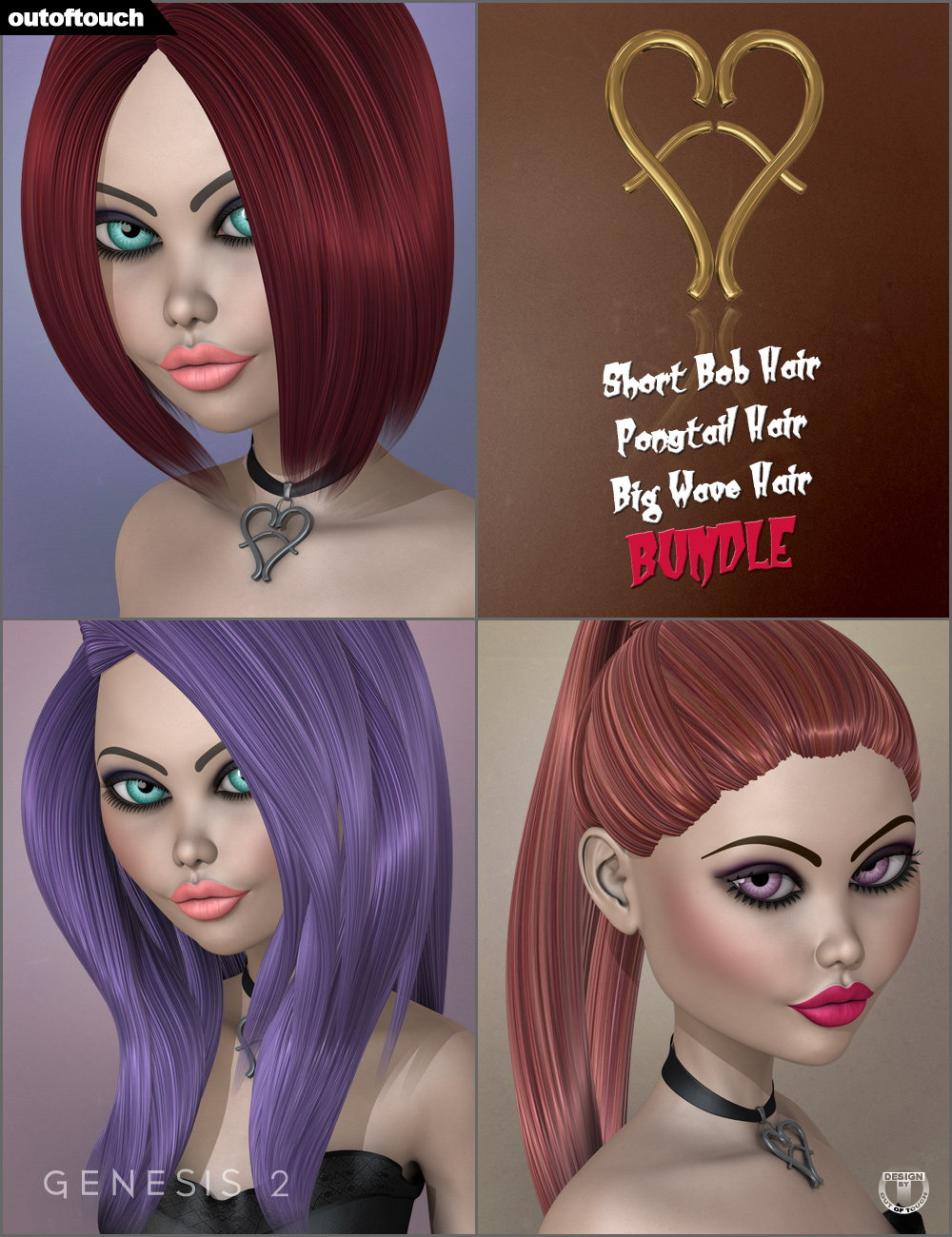 Fiends Forever Hair Bundle by: outoftouch, 3D Models by Daz 3D