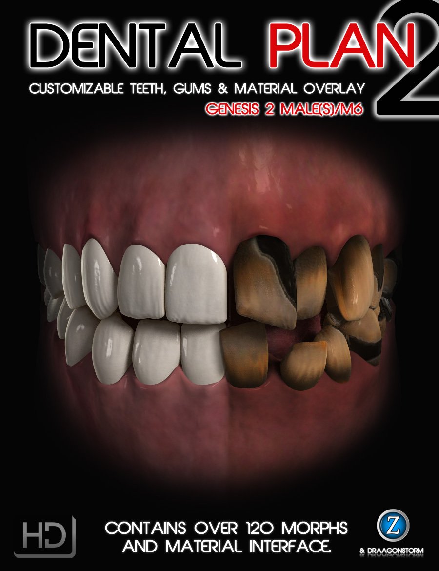 Dental Plan 2 HD for Genesis 2 Male(s) by: DraagonStormZev0, 3D Models by Daz 3D