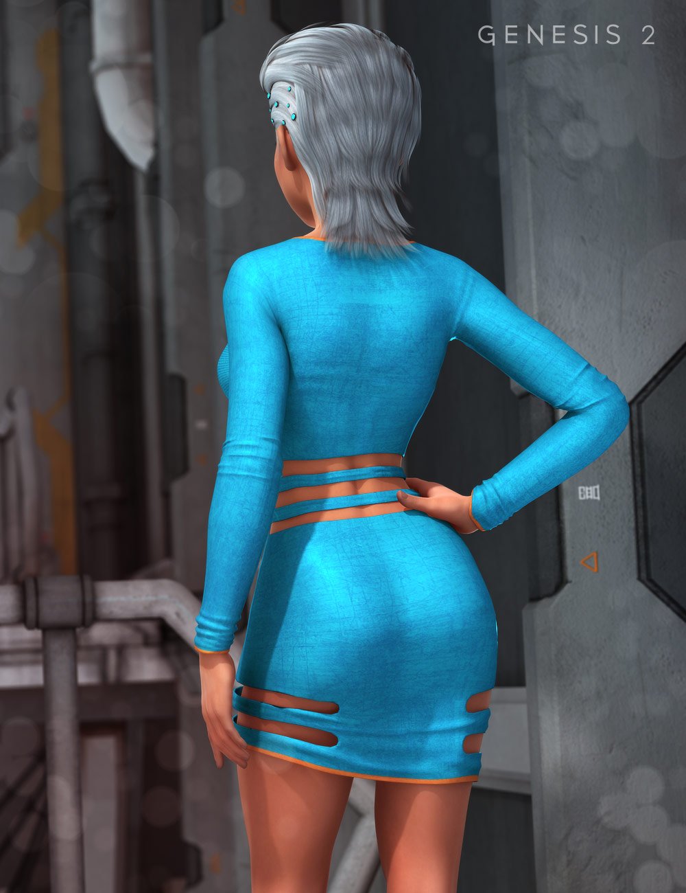 Sci-fi Slotted Dress for Genesis 2 Female(s) by: OziChickXena, 3D Models by Daz 3D