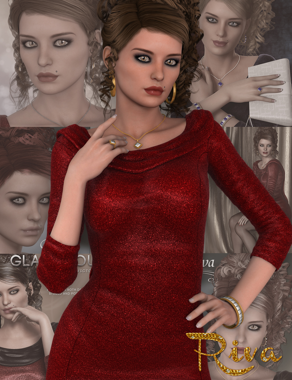 Glamorous Riva - Character, Hair, Outfit, Accessories and Poses Bundle by: SWAMSabbyFred Winkler ArtFisty & Darcironman13, 3D Models by Daz 3D