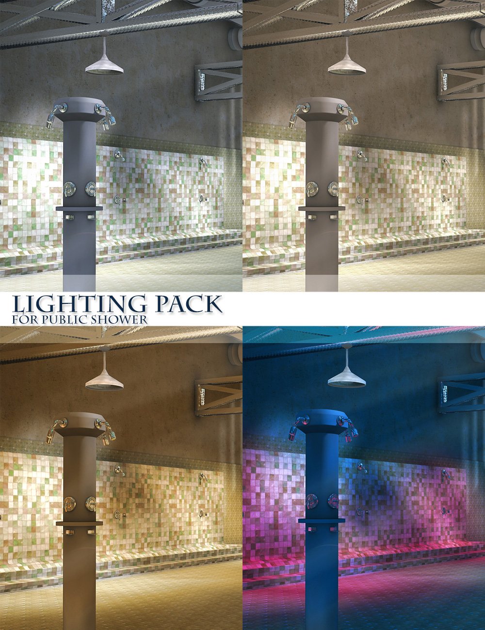 Lighting Pack for Public Shower by: , 3D Models by Daz 3D