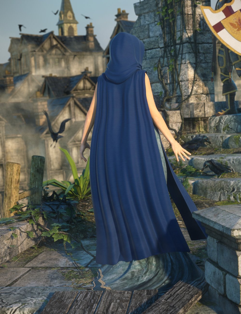 Medieval Cloaks for Genesis Female(s) by: Ravenhair, 3D Models by Daz 3D