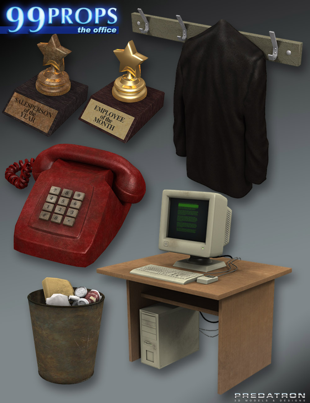 99 DAZ Studio Props - The Office by: Predatron, 3D Models by Daz 3D