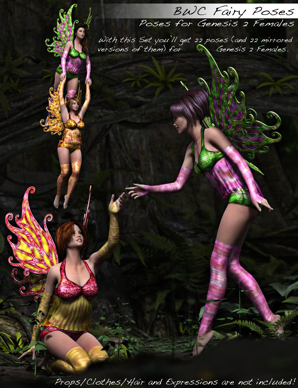 BWC Fairy Poses for Genesis 2 Female(s) by: Sedor, 3D Models by Daz 3D