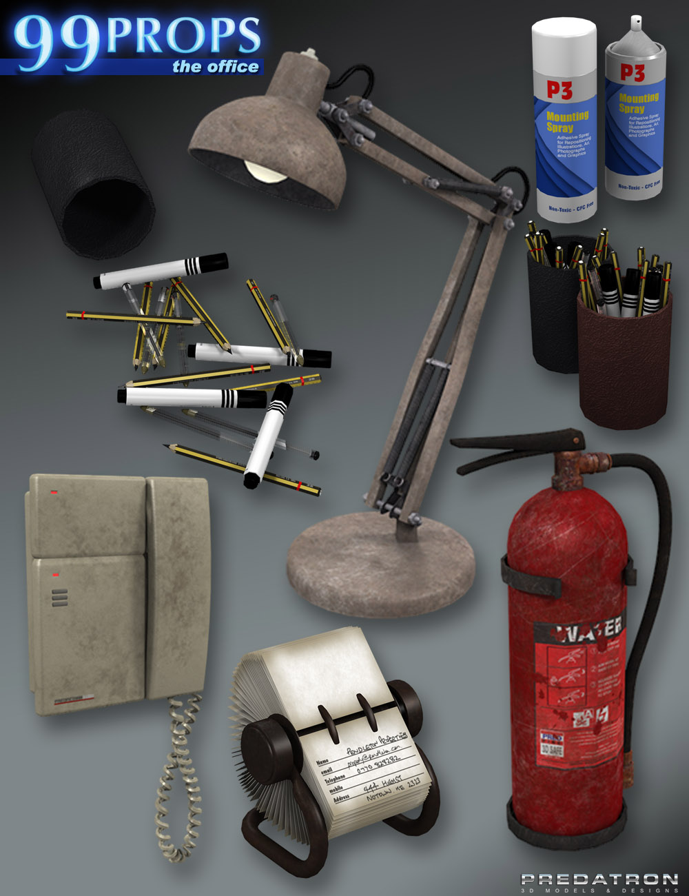 99 Poser Props - The Office by: Predatron, 3D Models by Daz 3D