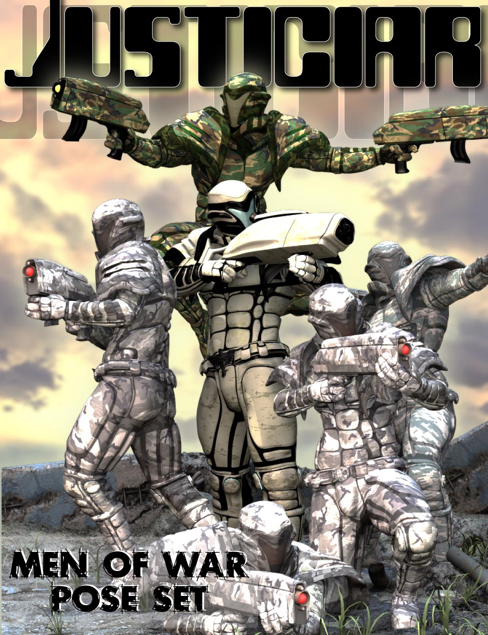Justiciar Men of War Pose Set by: Design Anvil, 3D Models by Daz 3D