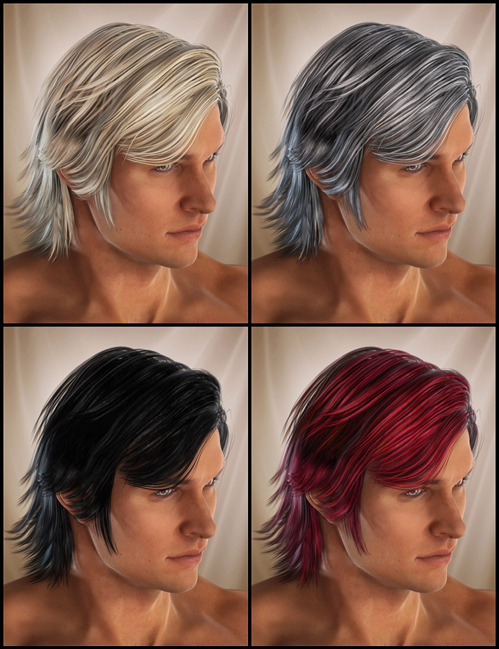 Drifter Hair for Genesis 2 Male(s) by: goldtassel, 3D Models by Daz 3D