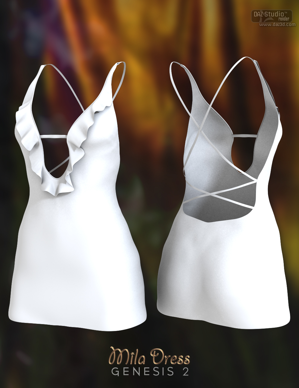 Mila Dress for Genesis 2 Female(s) by: Nikisatez, 3D Models by Daz 3D