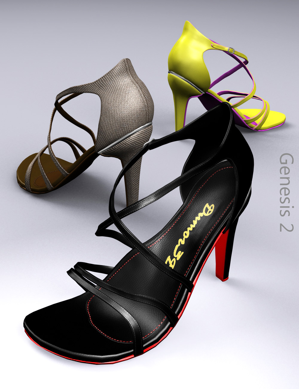 Cross Strap Heels by: Dumor3D, 3D Models by Daz 3D