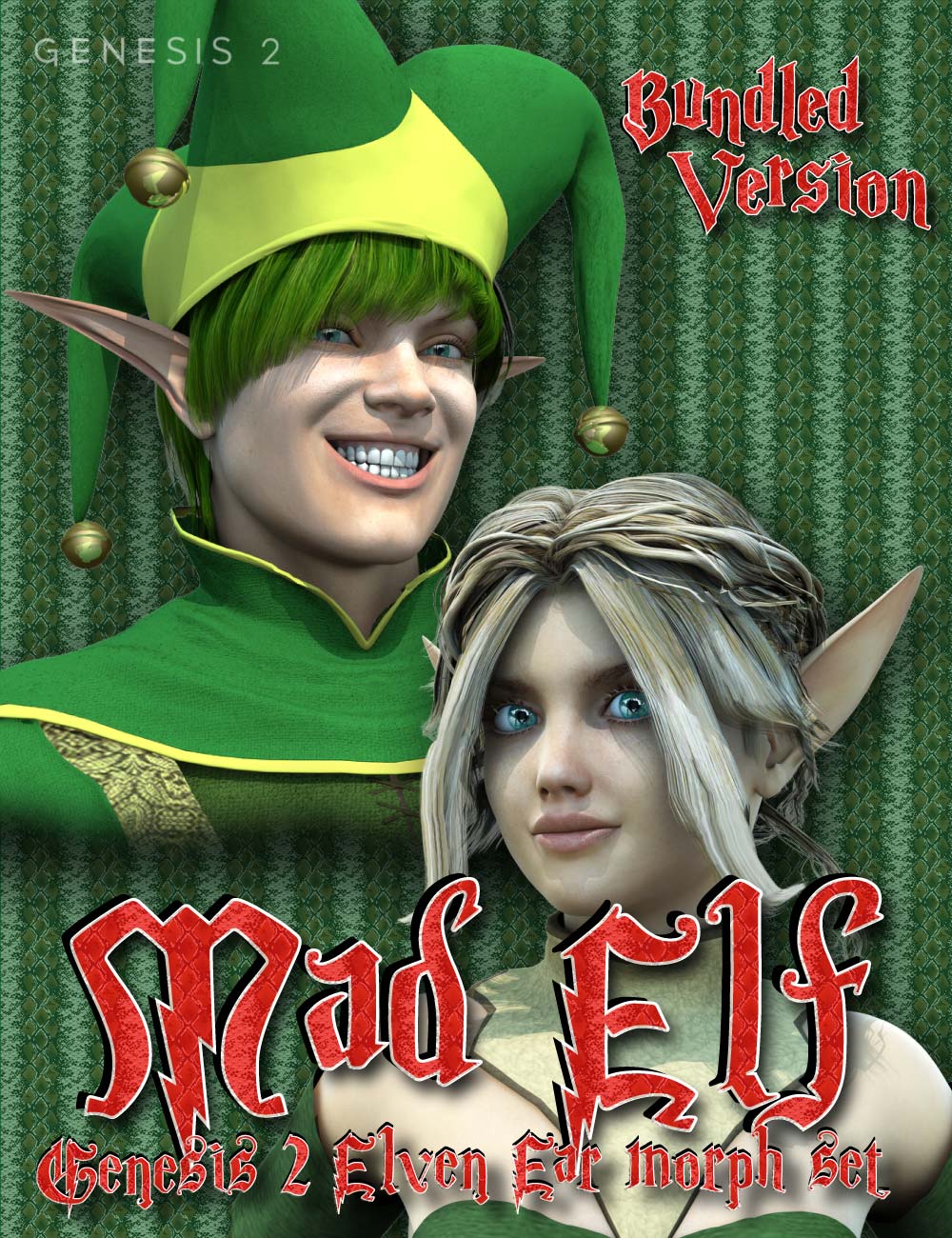Mad Elf - Genesis 2 Elven Ears Bundle by: Design Anvil, 3D Models by Daz 3D