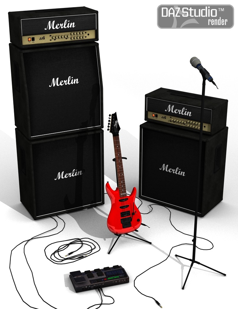 Acoustic & Electric Guitars Bundle by: Merlin Studios, 3D Models by Daz 3D