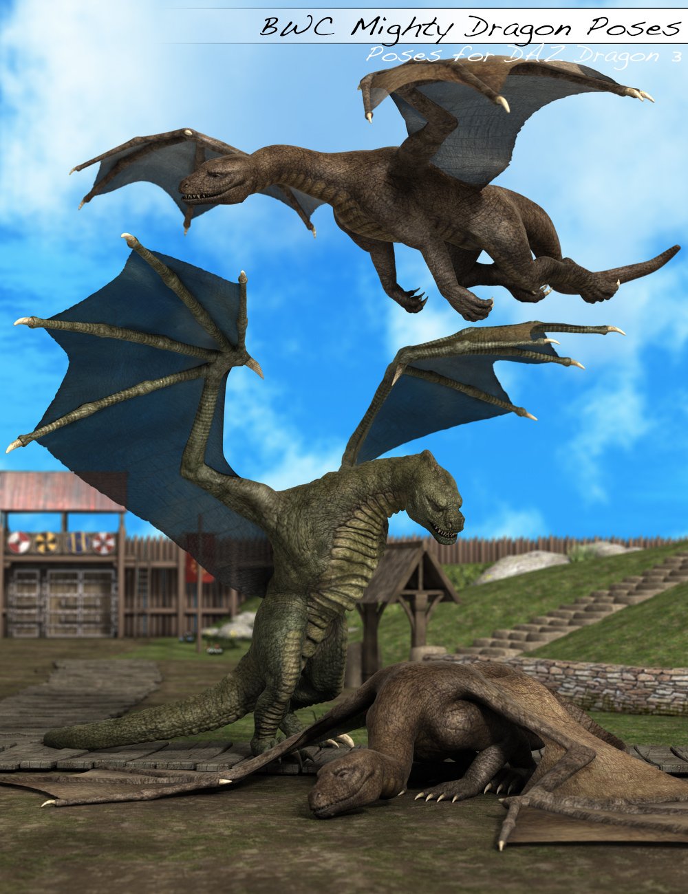 BWC Mighty Dragon Poses for DAZ Dragon 3 by: Sedor, 3D Models by Daz 3D