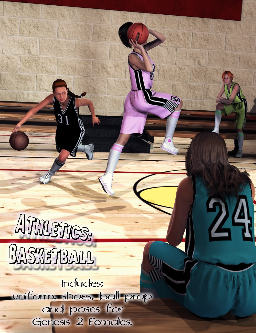 Athletics: Basketball for Genesis 2 Female(s) by: Aave NainenFeralFey, 3D Models by Daz 3D