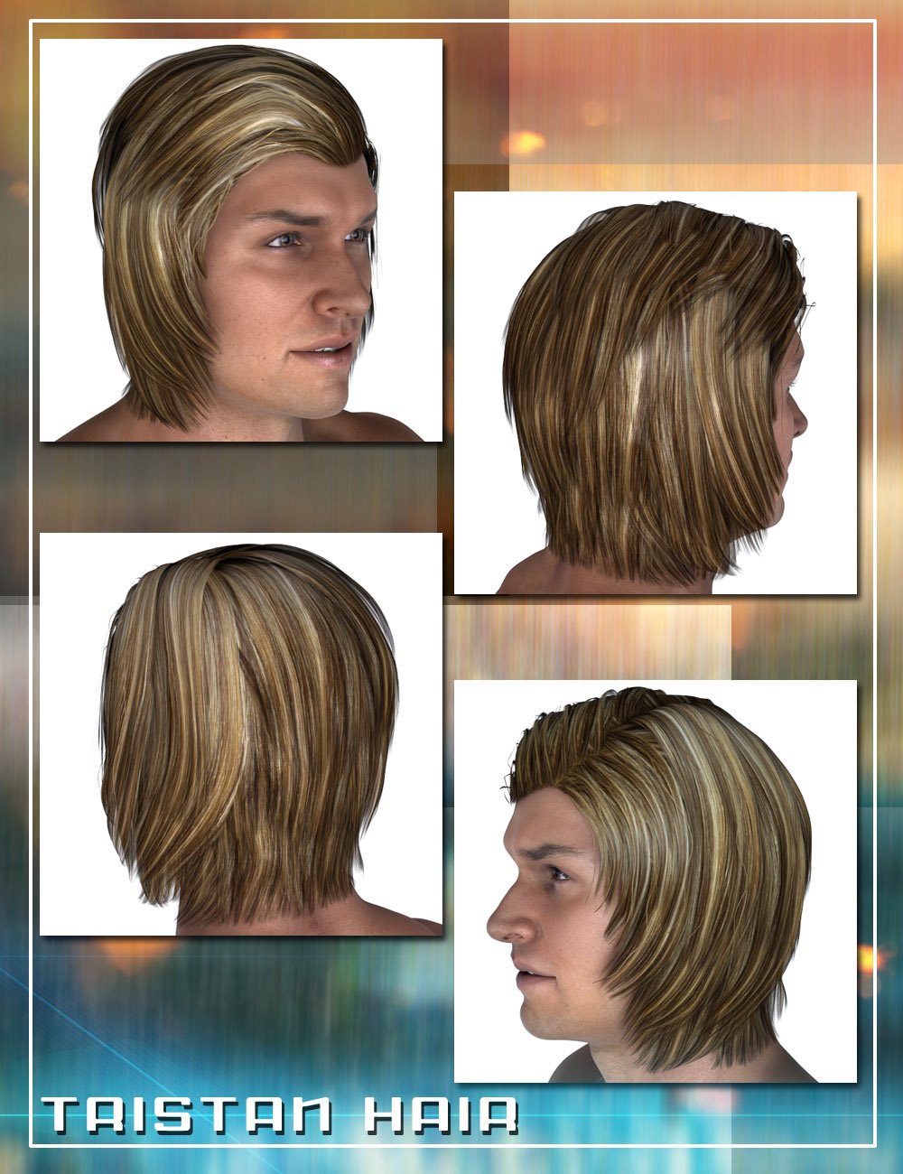 Tristan Hair for Gianni 6 and Genesis 2 Male(s) by: 3DCelebrity, 3D Models by Daz 3D