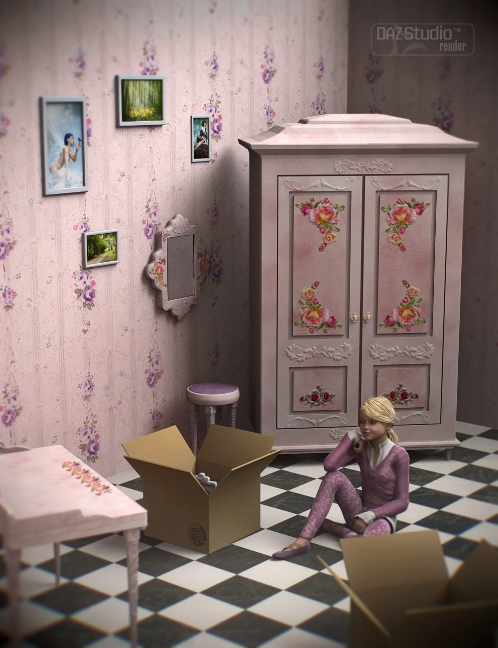 Pink Oak Room by: Nathy Design, 3D Models by Daz 3D