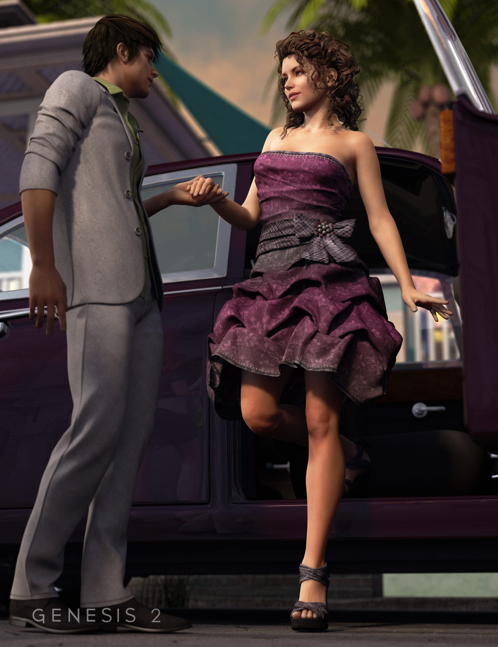 Party PickUp Dress for Genesis 2 Female(s) by: Charlie, 3D Models by Daz 3D