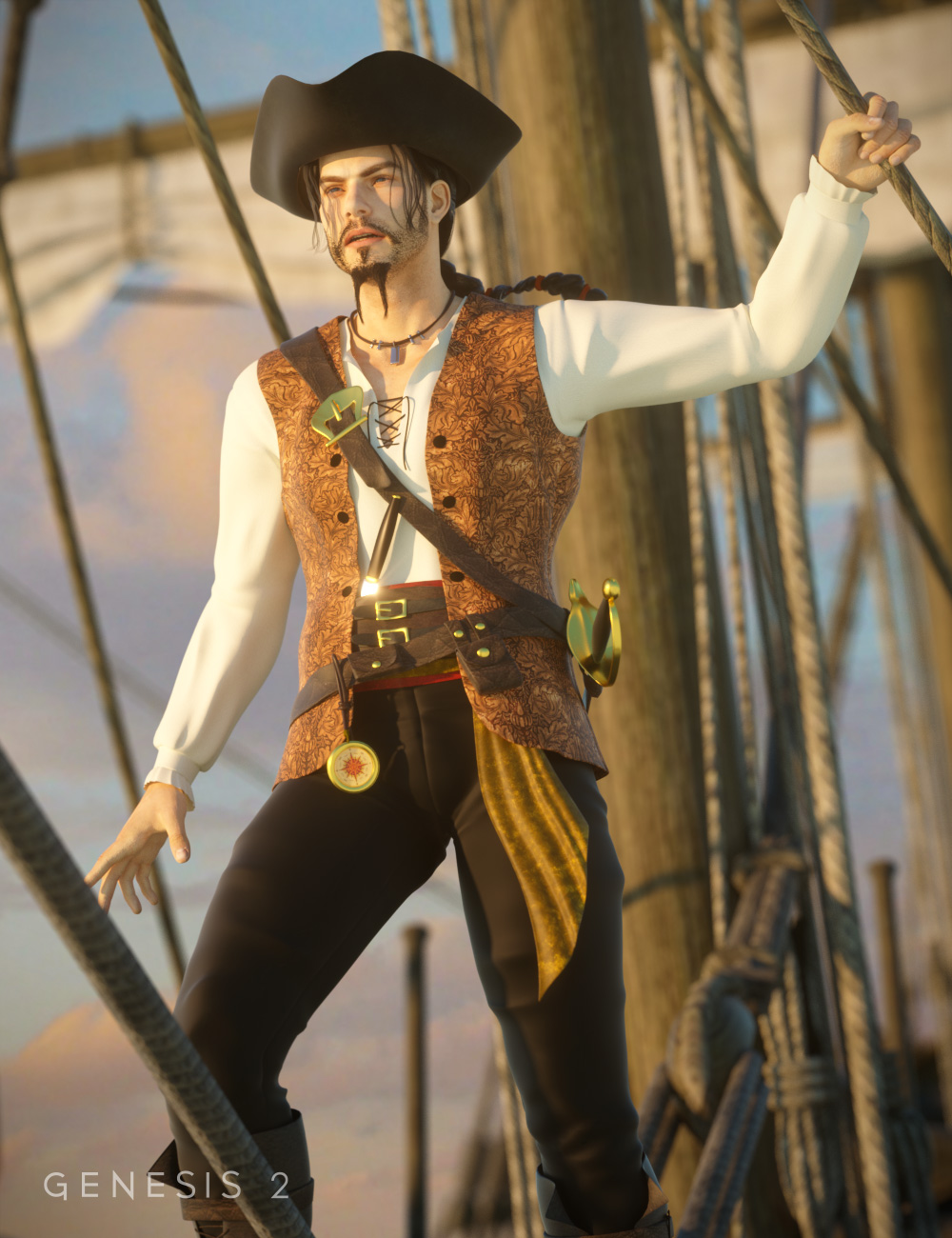 Pirate for Genesis and Genesis 2 Male(s) by: Ravenhair, 3D Models by Daz 3D