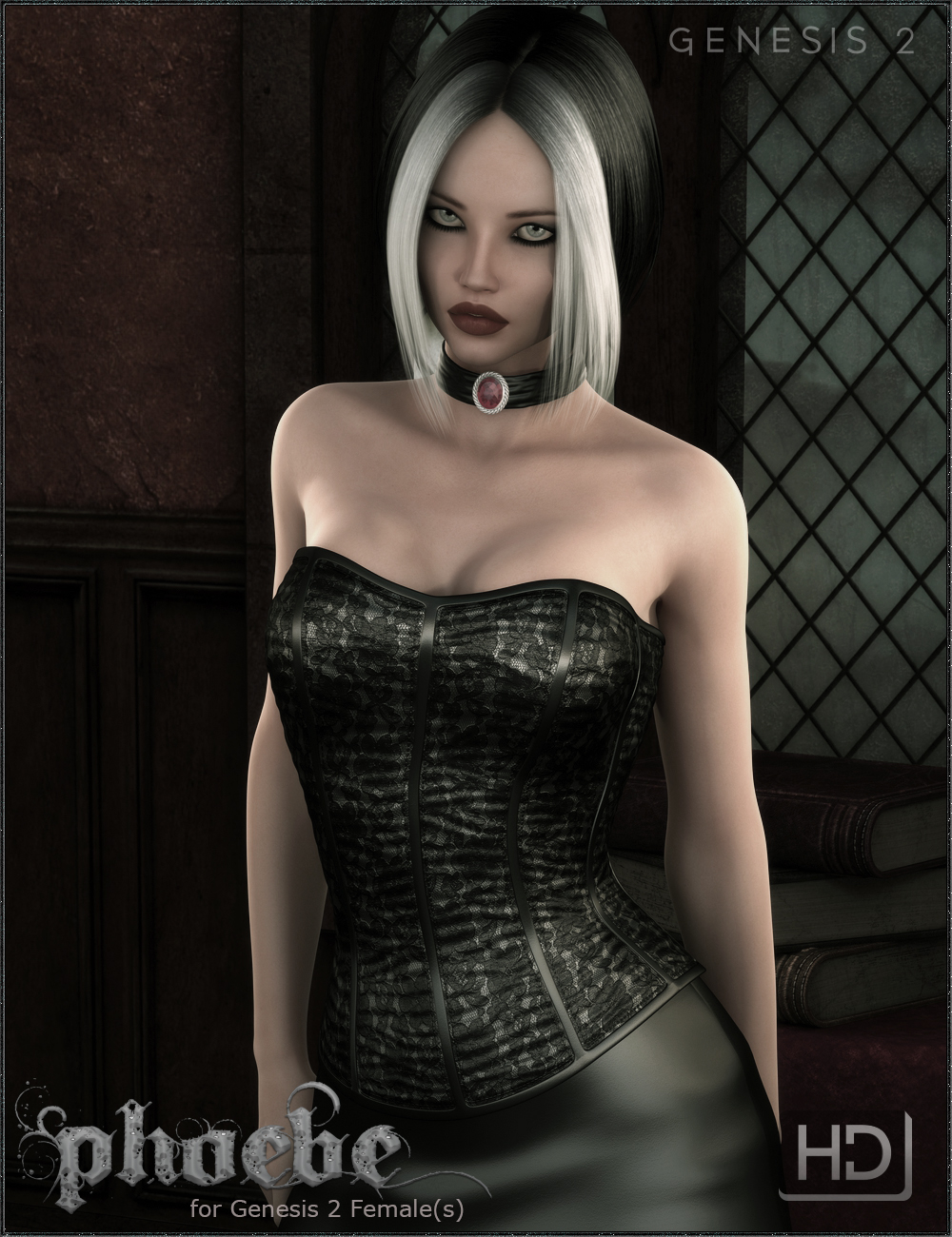 Phoebe HD Bundle - Gothic Character, Outfit and Hair by: Fisty & DarcFred Winkler ArtValea, 3D Models by Daz 3D