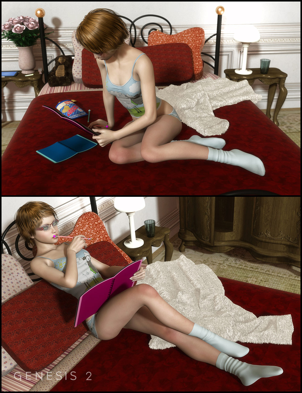 RW My Dear Diary Props & Poses by: Renderwelten, 3D Models by Daz 3D