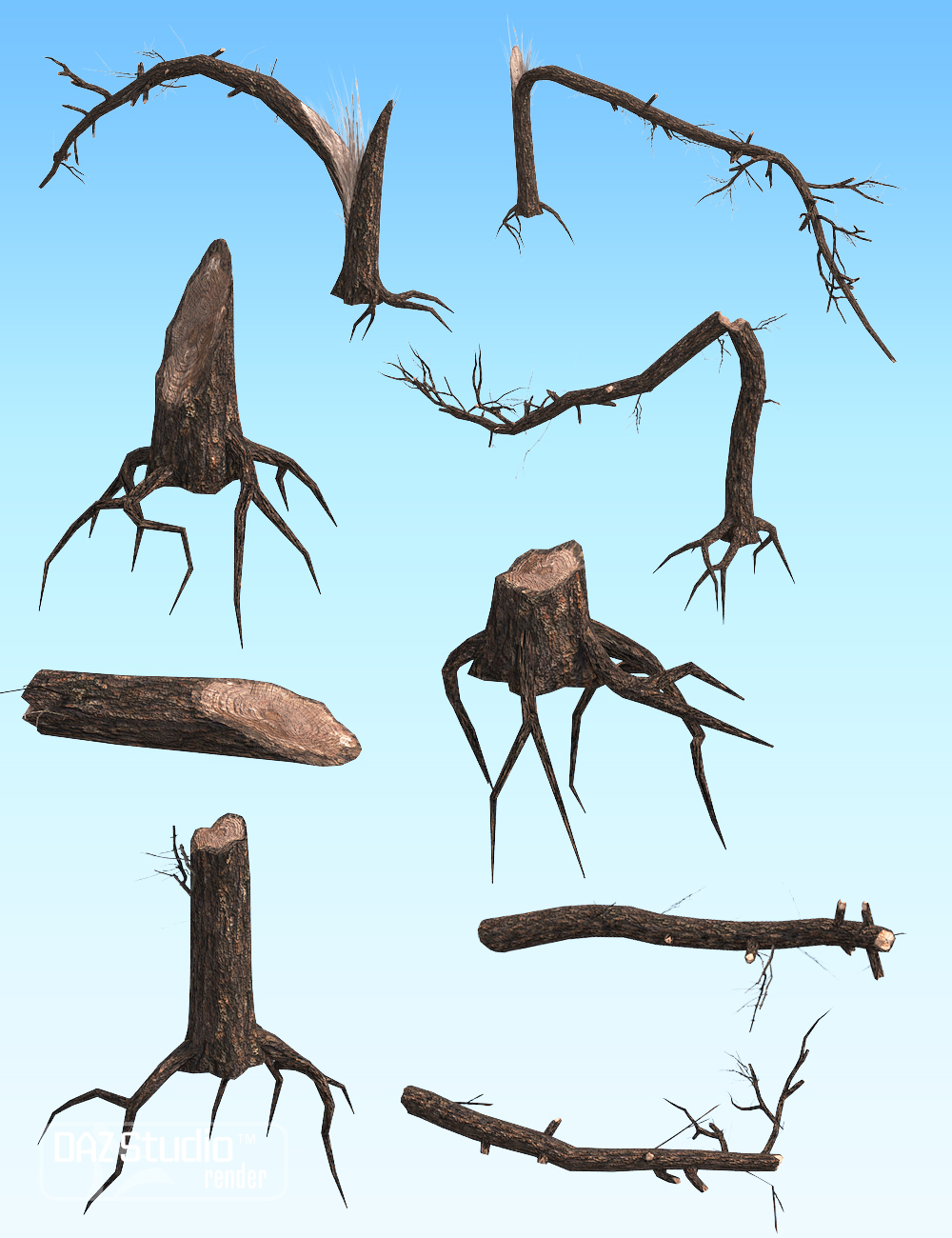 Nature - Broken Trees Pack 1 Nature - Broken Trees Pack 1 by: Andrey Pestryakov, 3D Models by Daz 3D