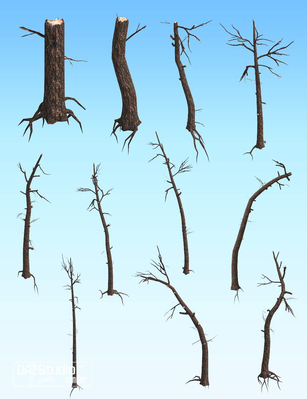 Nature - Broken Trees Pack 1 Nature - Broken Trees Pack 1 by: Andrey Pestryakov, 3D Models by Daz 3D