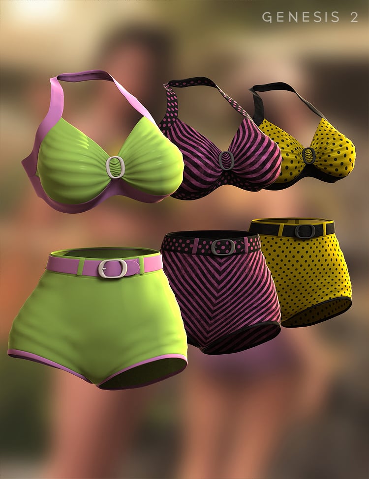 Lucille's Bikini for Genesis 2 Female(s) by: Fisty & Darc, 3D Models by Daz 3D