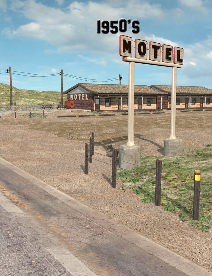 1950's Era Motel by: FirstBastion, 3D Models by Daz 3D