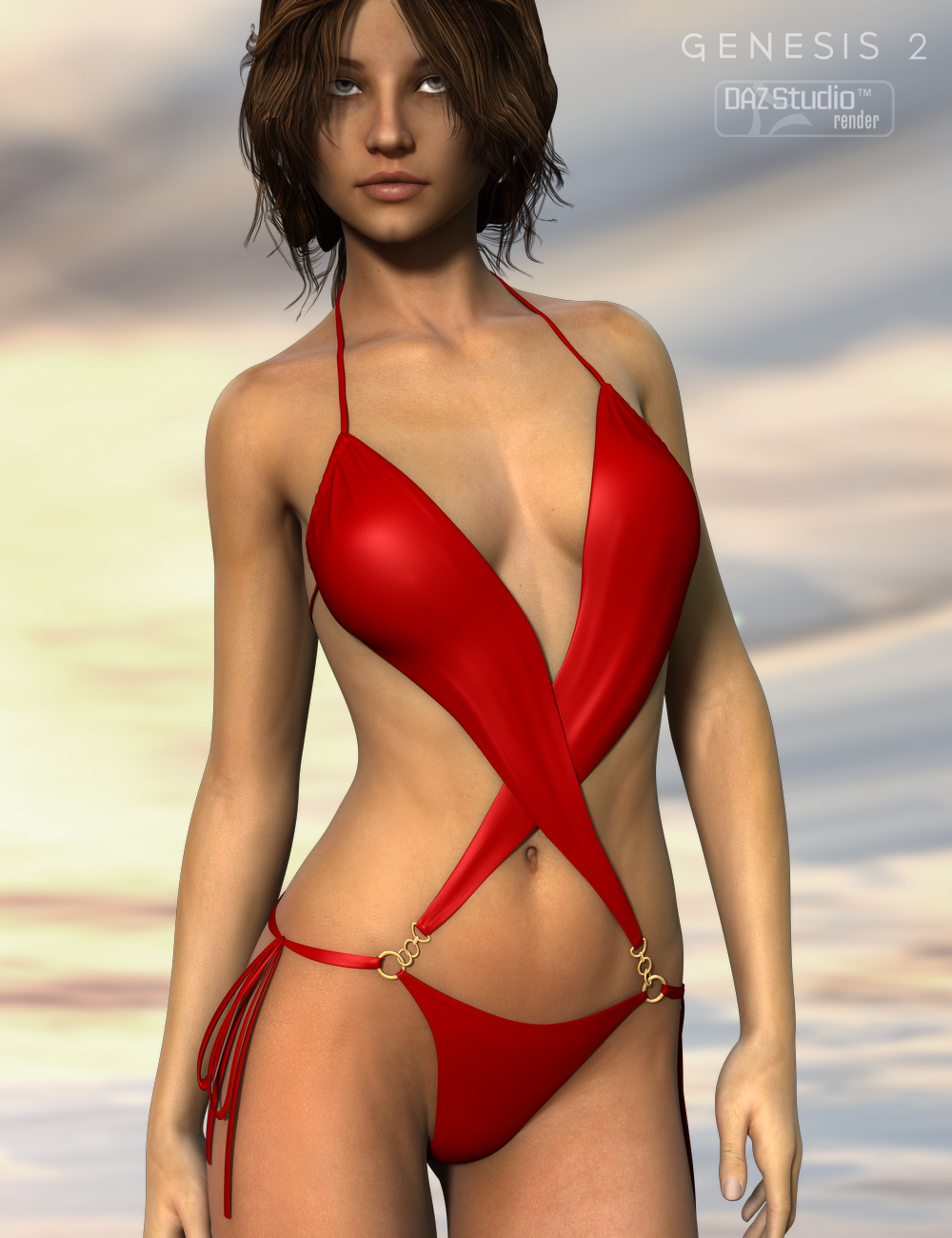 Cross Monokini for Genesis 2 Female(s) by: Nikisatez, 3D Models by Daz 3D