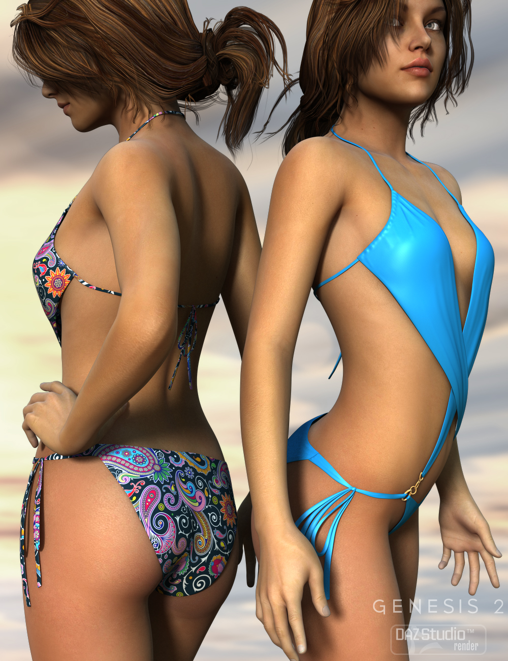 Cross Monokini for Genesis 2 Female(s) by: Nikisatez, 3D Models by Daz 3D