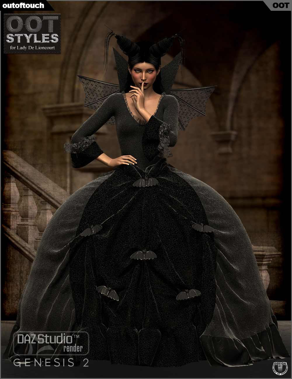 OOT Styles for Lady De Lioncourt Dress for Genesis 2 Female(s) by: outoftouch, 3D Models by Daz 3D