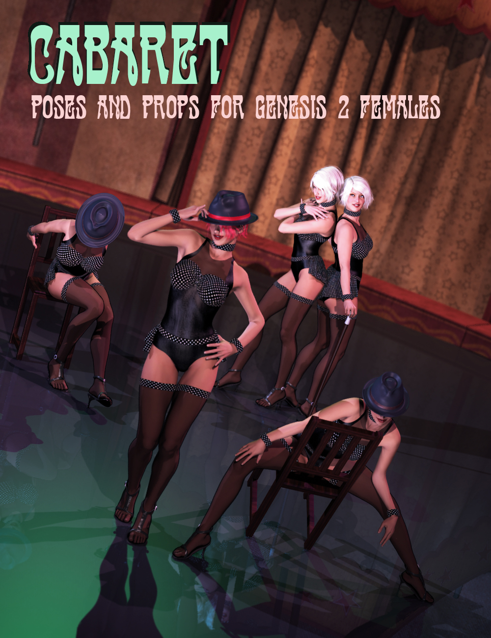 Cabaret Poses and Props for Genesis 2 Female(s) by: FeralFey, 3D Models by Daz 3D