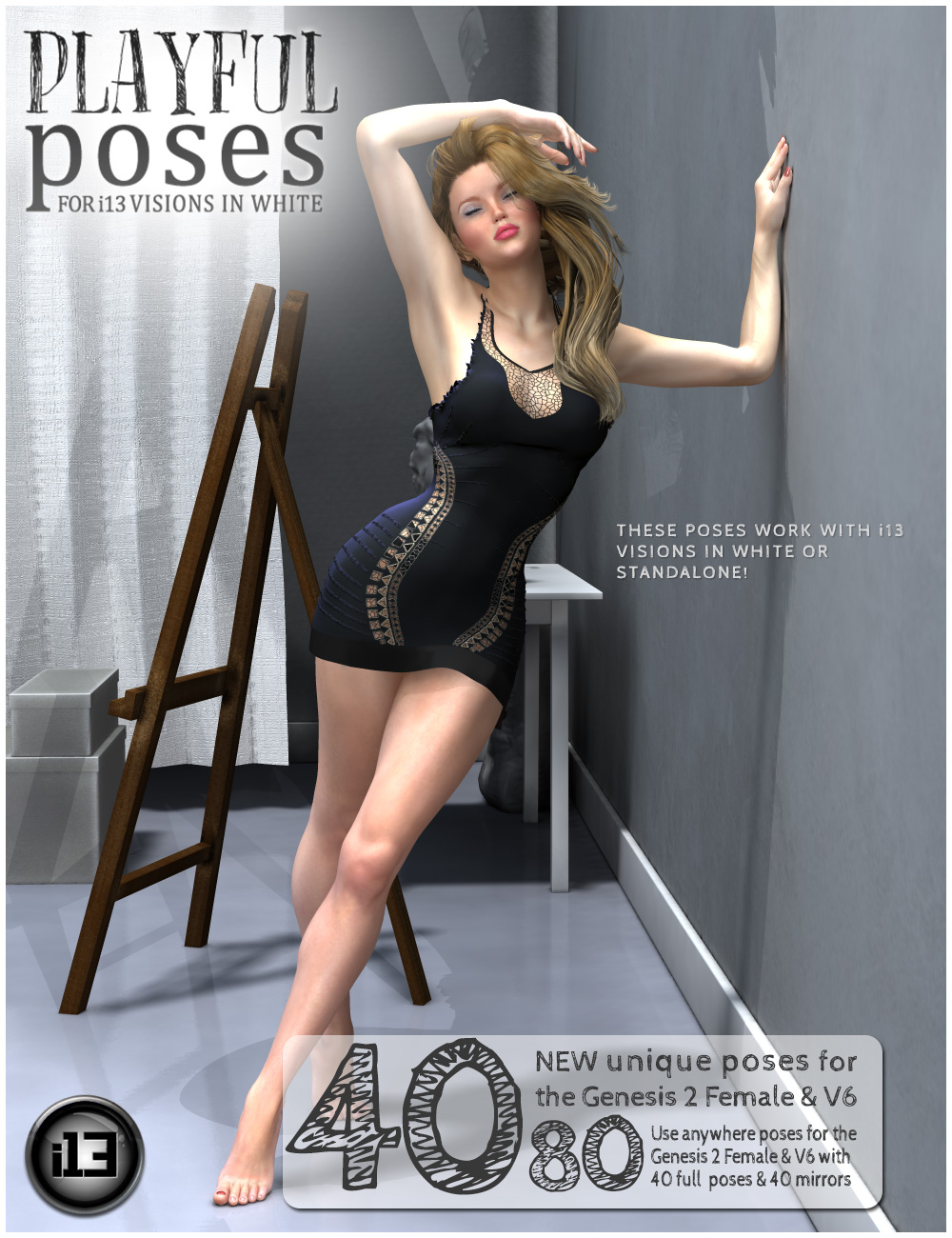 i13 Playful Poses for Visions in White by: ironman13, 3D Models by Daz 3D