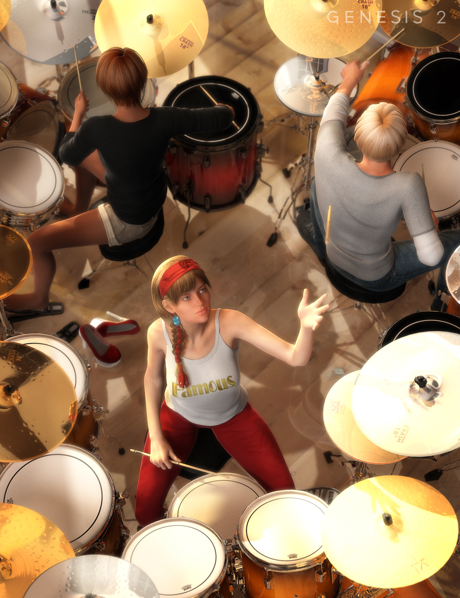 Rama Drum Solo Poses by: FeralFey, 3D Models by Daz 3D