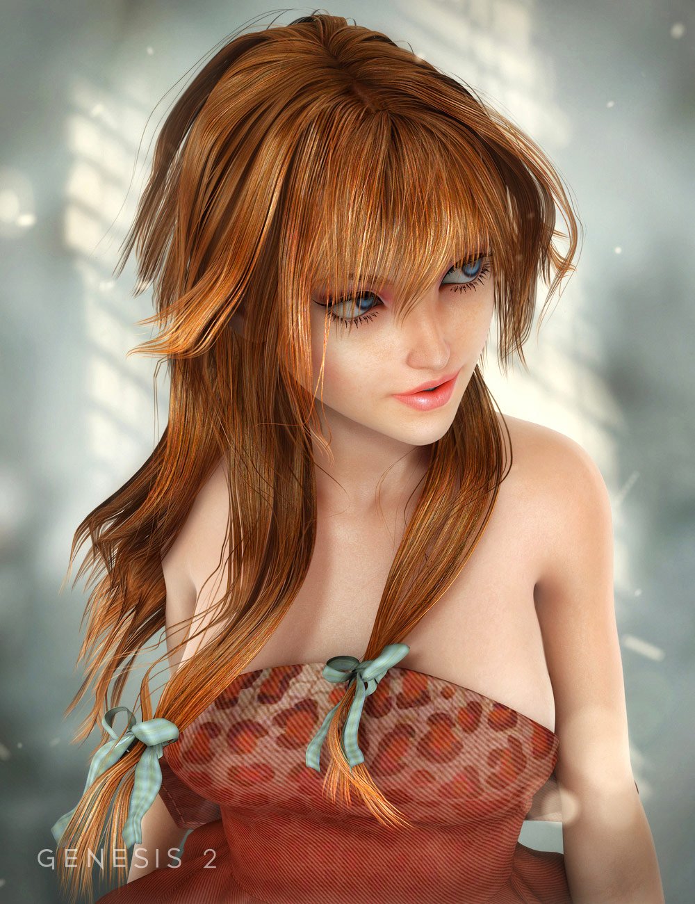 Miwa Anime Hair for Genesis 2 Female(s) by: goldtassel, 3D Models by Daz 3D