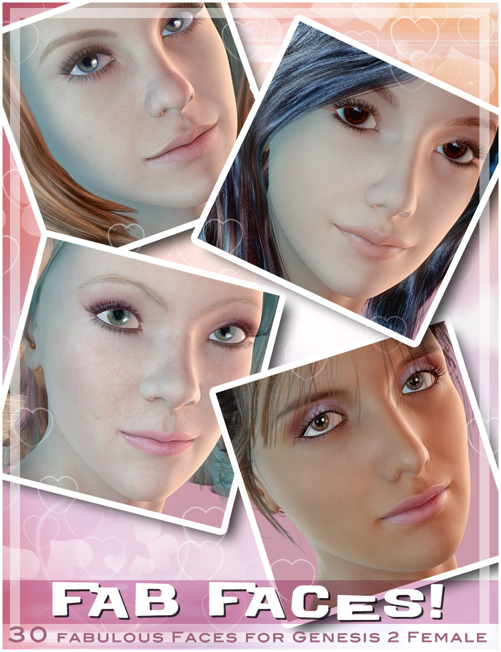 Fab Faces for Genesis 2 Female(s) by: 3DCelebrity, 3D Models by Daz 3D