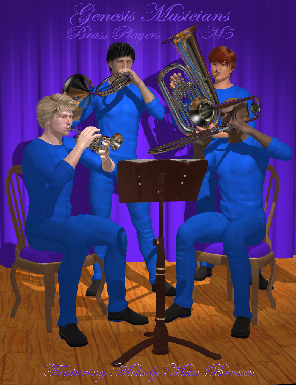 Genesis Musicians Brass Players M5 by: Don Albert, 3D Models by Daz 3D