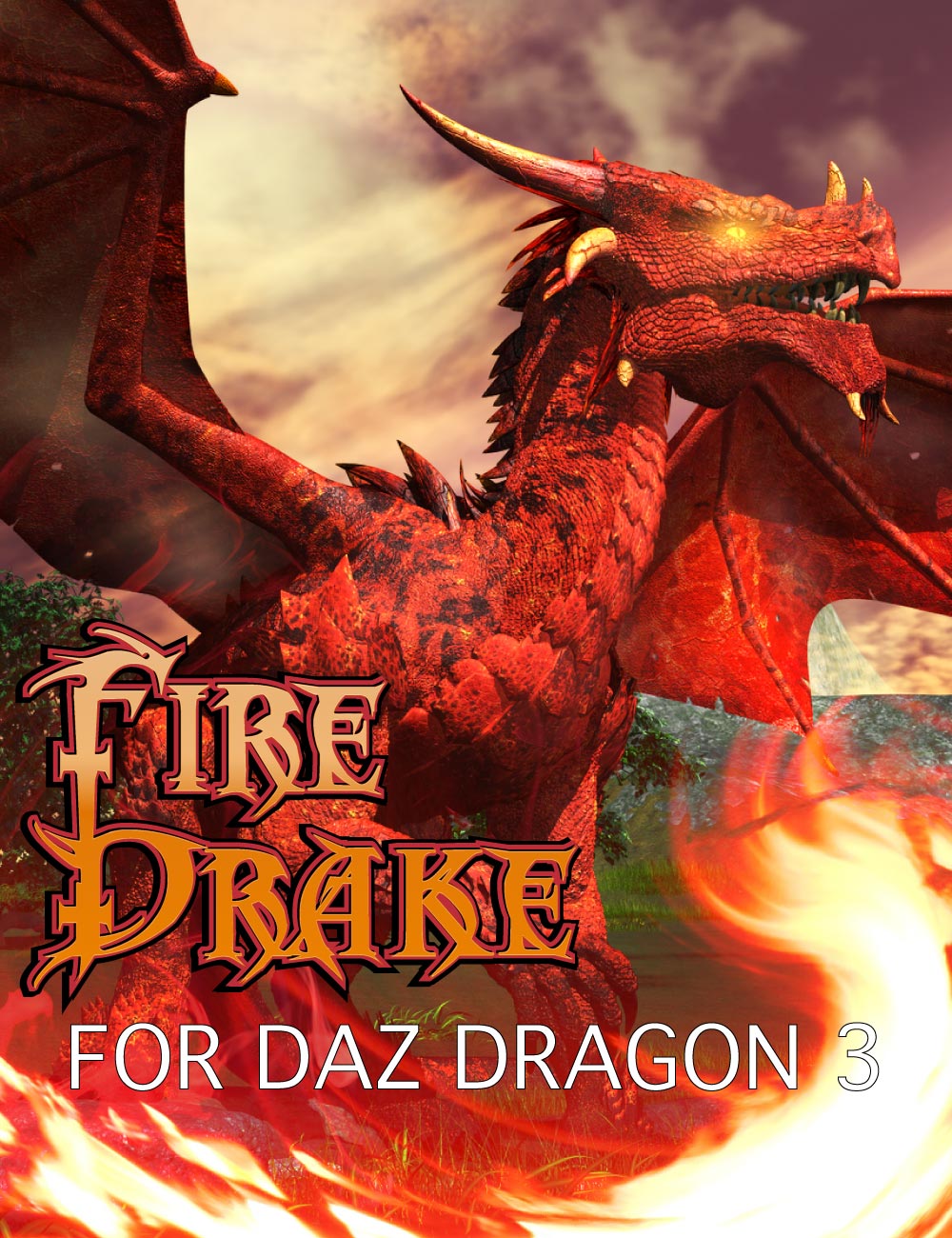 DA Fire Drake for DAZ Dragon 3 by: Design Anvil, 3D Models by Daz 3D