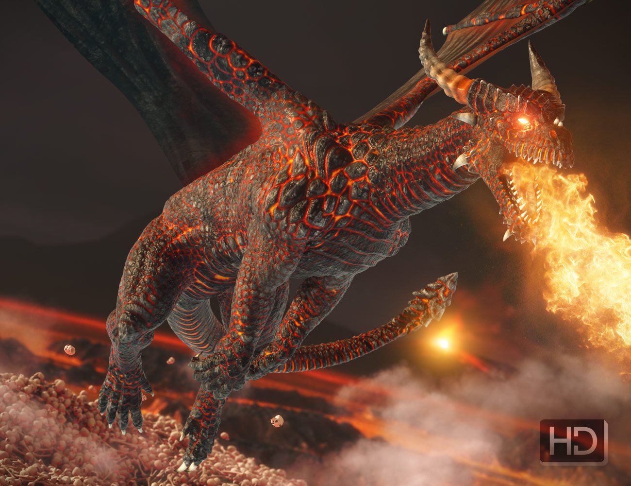 Hellborn Dragon HD for DAZ Dragon 3 by: , 3D Models by Daz 3D