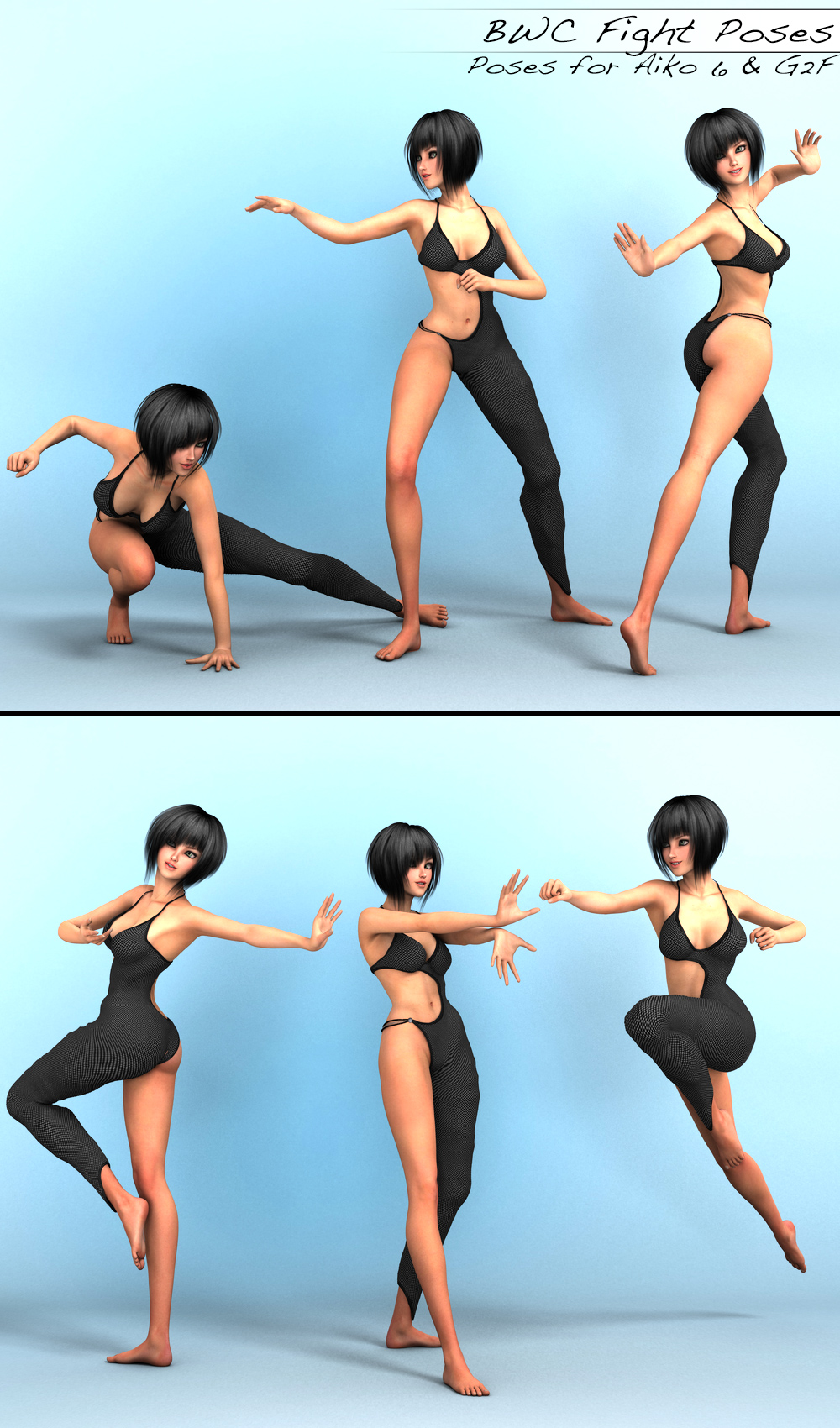 BWC Fight Poses for Aiko 6 and Genesis 2 Female(s) BWC Fight Poses for Aiko 6 and Genesis 2 Female(s) by: Sedor, 3D Models by Daz 3D