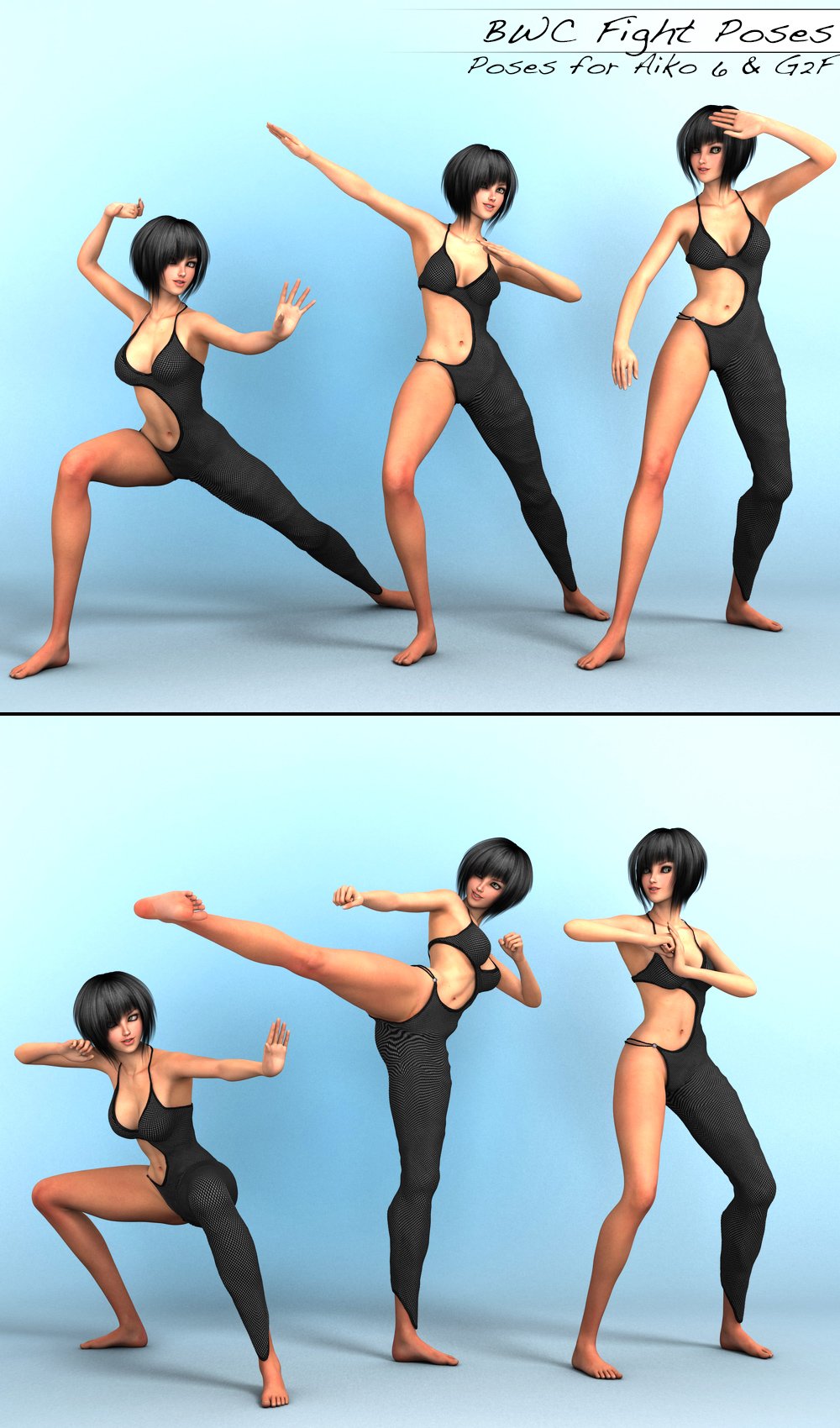 BWC Fight Poses for Aiko 6 and Genesis 2 Female(s) BWC Fight Poses for Aiko 6 and Genesis 2 Female(s) by: Sedor, 3D Models by Daz 3D