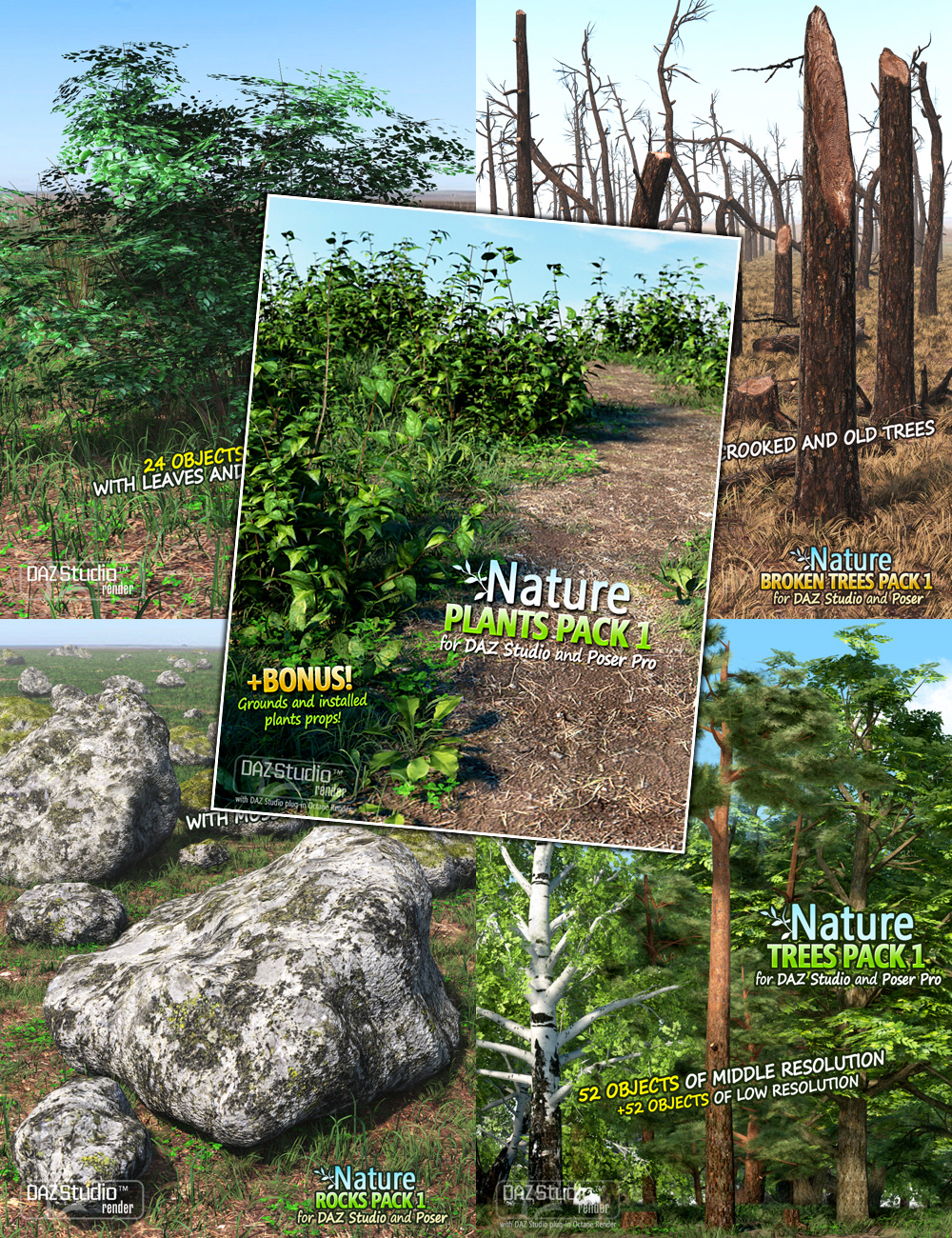 Nature Bundle Pack 1 by: Andrey Pestryakov, 3D Models by Daz 3D