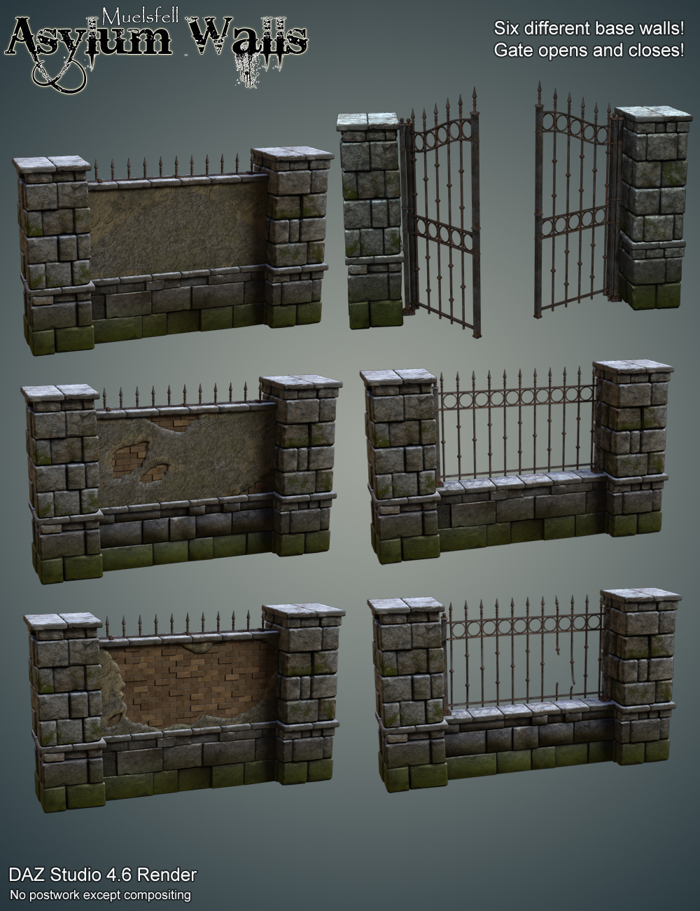 Muelsfell Asylum Walls by: E-Arkham, 3D Models by Daz 3D