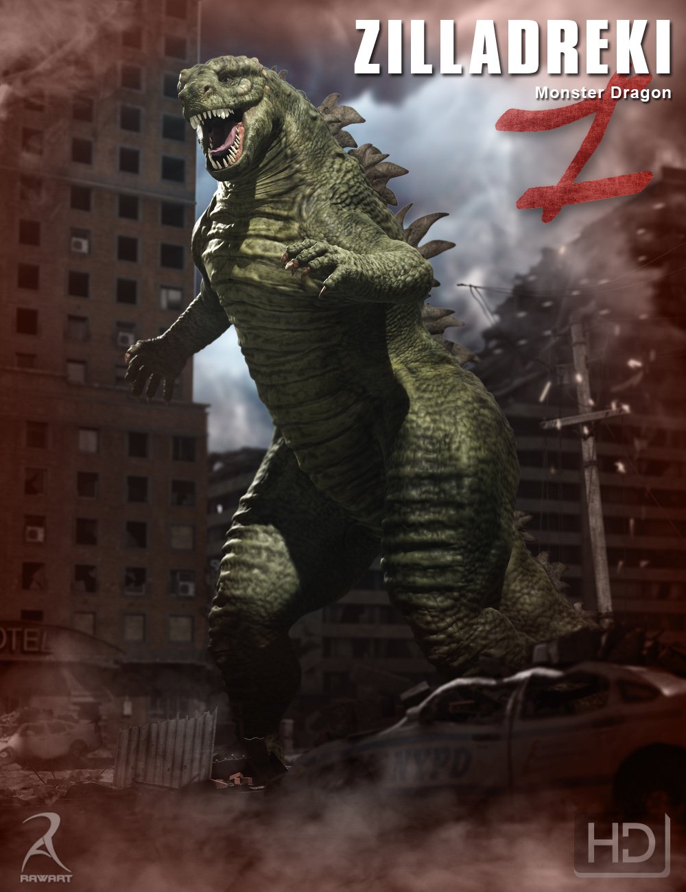 Zilladreki - The Monster Dragon HD by: RawArt, 3D Models by Daz 3D